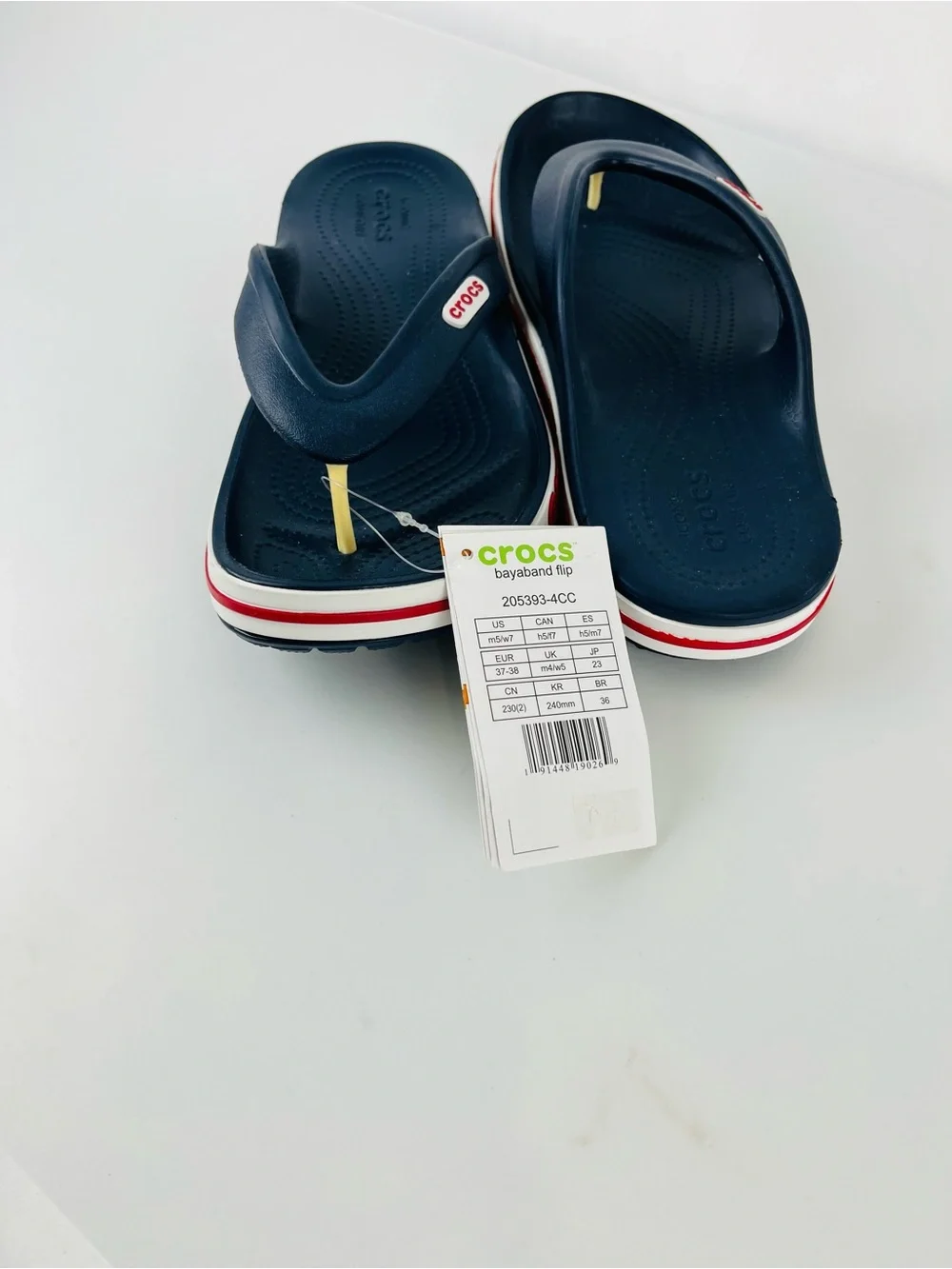 Crocs Unisex Bayaband Flip Flops Navy/Pepper Women’s Size 7 Men’s Size 5